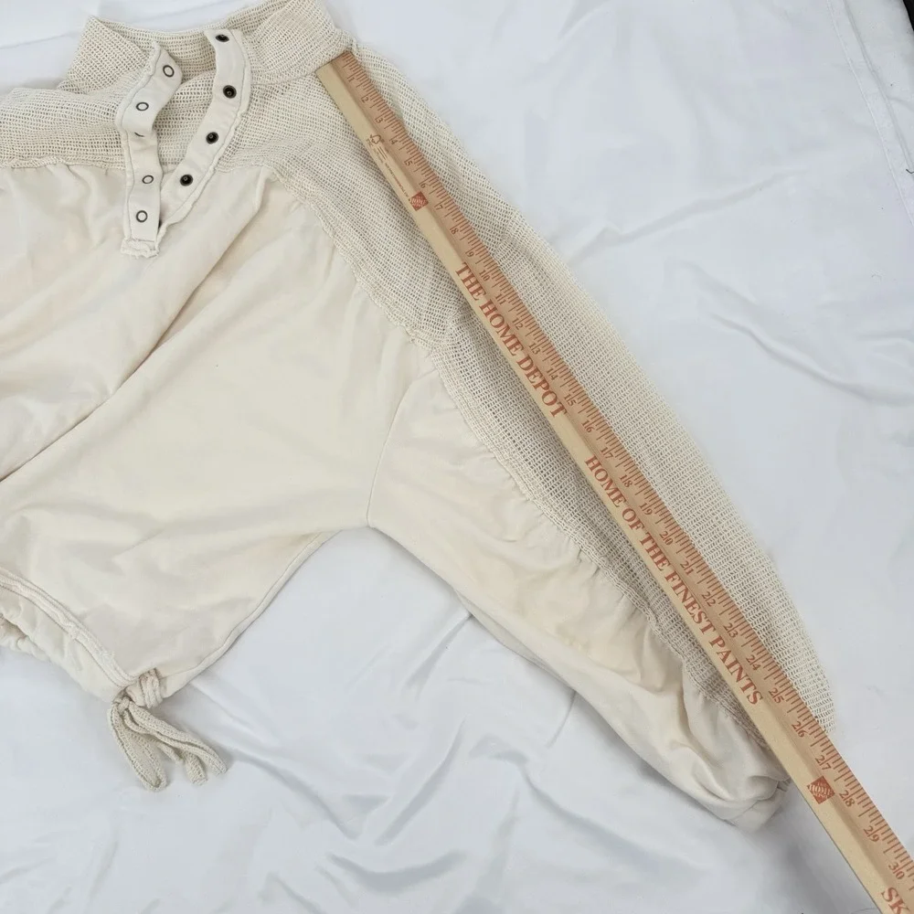 UO Out From Under M Oversized Mesh Henley Sweatshirt Snap Closure Coastal Boho - Picture 7 of 8